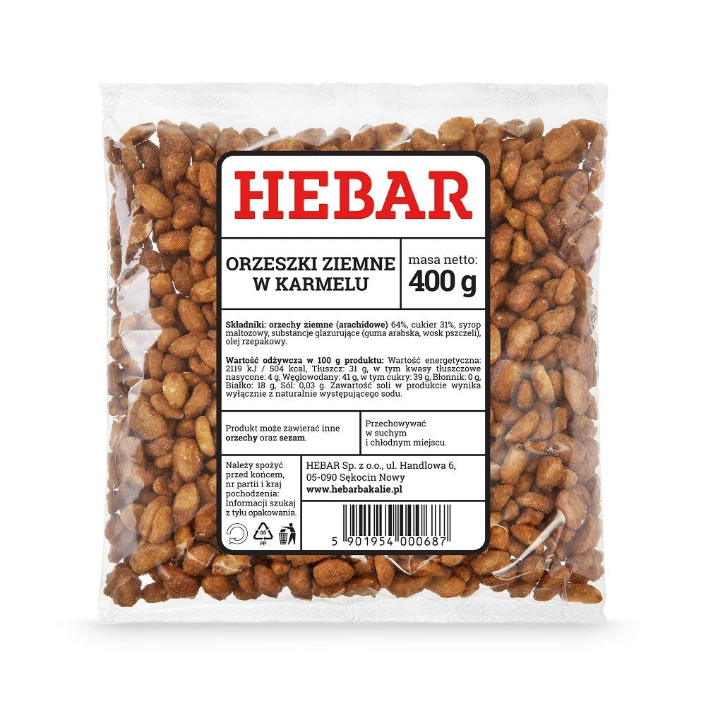 Orzeszki ziemne w karmelu 400g Hebar