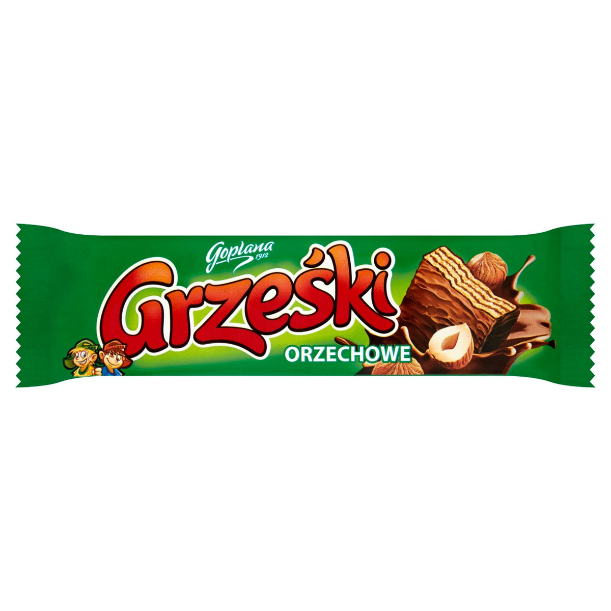 Wafel Grześki Orzechowe przekładany kremem orzechowym w czekoladzie mlecznej 36 g