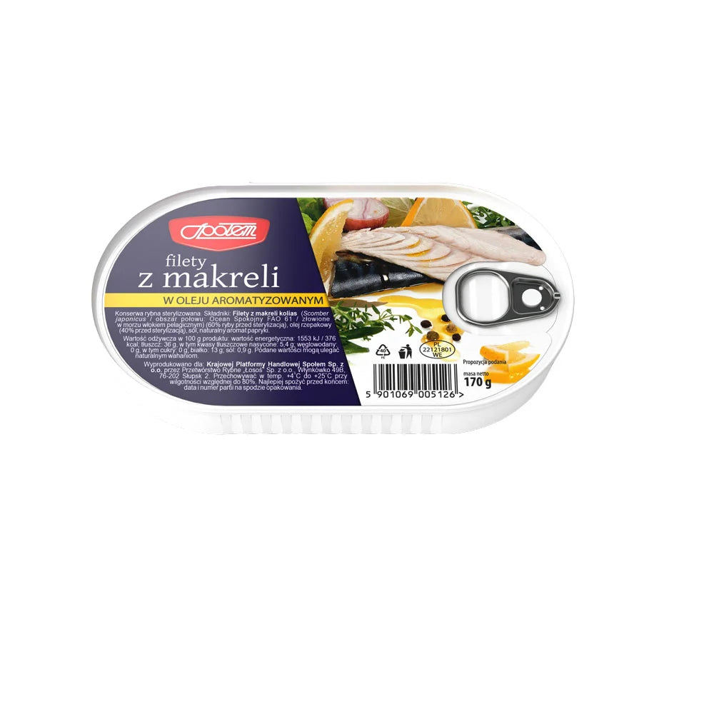 Filety z makreli w oleju aromatyzowanym 170g MW Społem