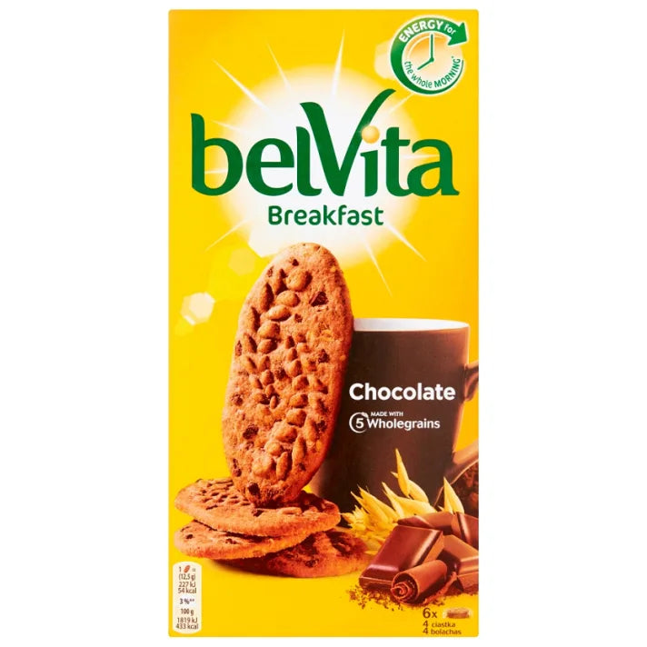 Ciastka zbożowe o smaku kakaowym z kawałkami czekolady 6x50g Belvita