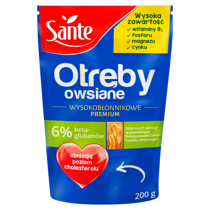 Otręby owsiane wysokobłonnikowe 200g Sante
