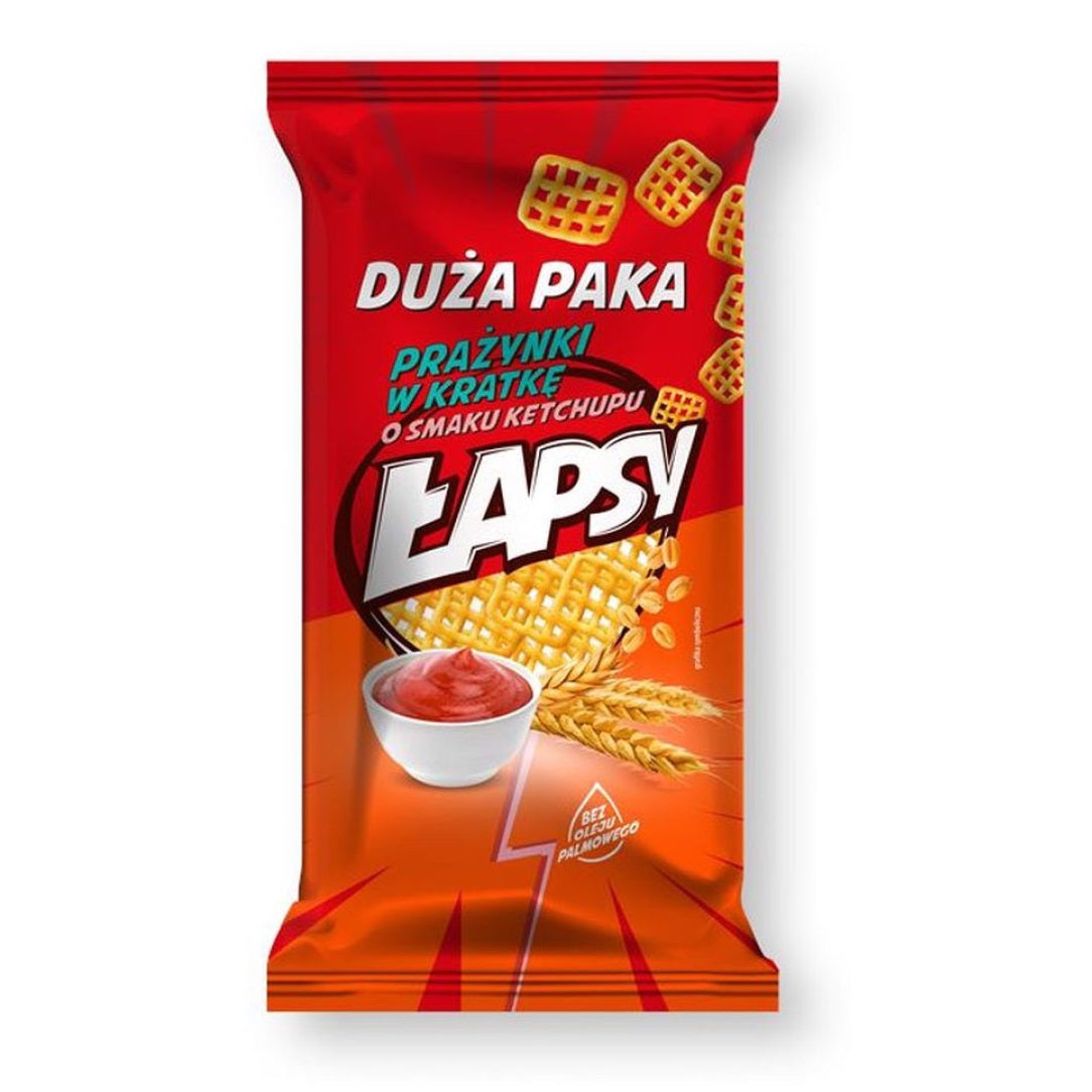 Prażynki Łapsy w kratkę o smaku ketchupu 110g