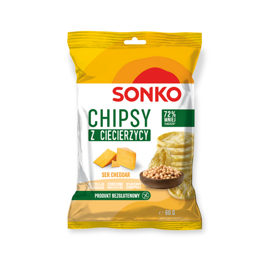 Chipsy z ciecierzycy o smaku sera cheddar 60g Sonko