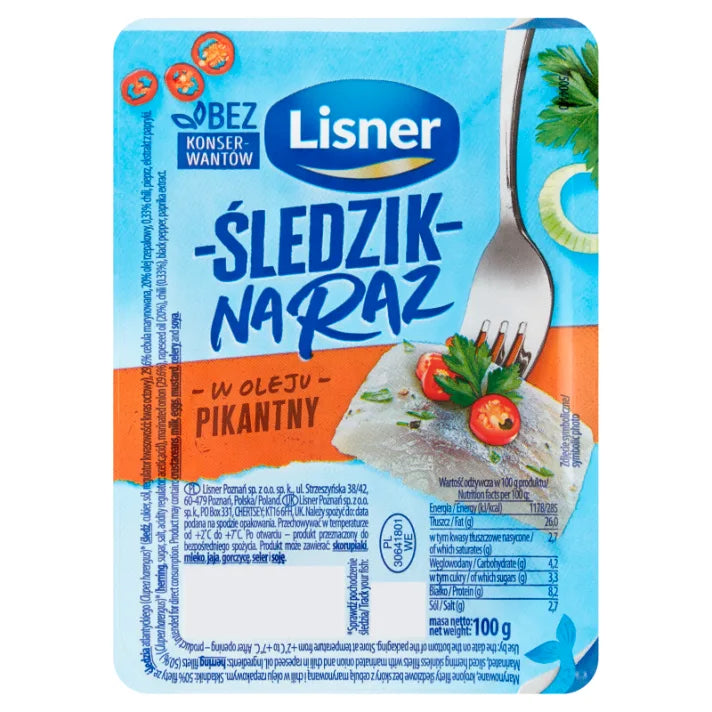 Śledzik na raz pikantny z chilli 100g Lisner