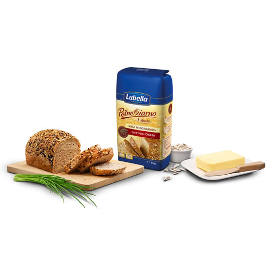 Mąka pełnoziarnista 3 zboża do wypieku chleba 1kg Lubella