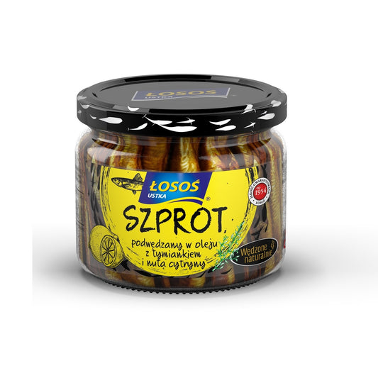 Szprot podwędzany w oleju z tymiankiem i nutą cytryny 250g Łosoś Ustka