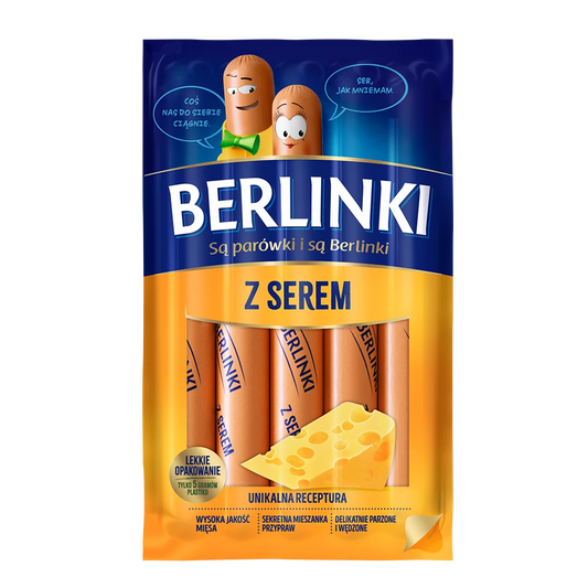 Parówki Berlinki z serem 250g Animex
