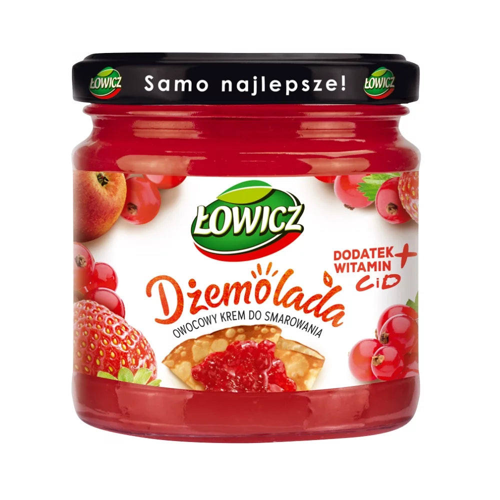 Dżemolada czerwona-owocowy krem do smarowania truskawka-czerw.porzeczka-jabłko 200g Łowicz